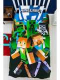 Minecraft Reversible Pure Cotton Duvet Cover and Pillowcase Set, Single, Multi - McGrocer