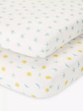 John Lewis ANYDAY Night & Day Print Fitted Cotton Baby Sheet, Pack of 2 - McGrocer