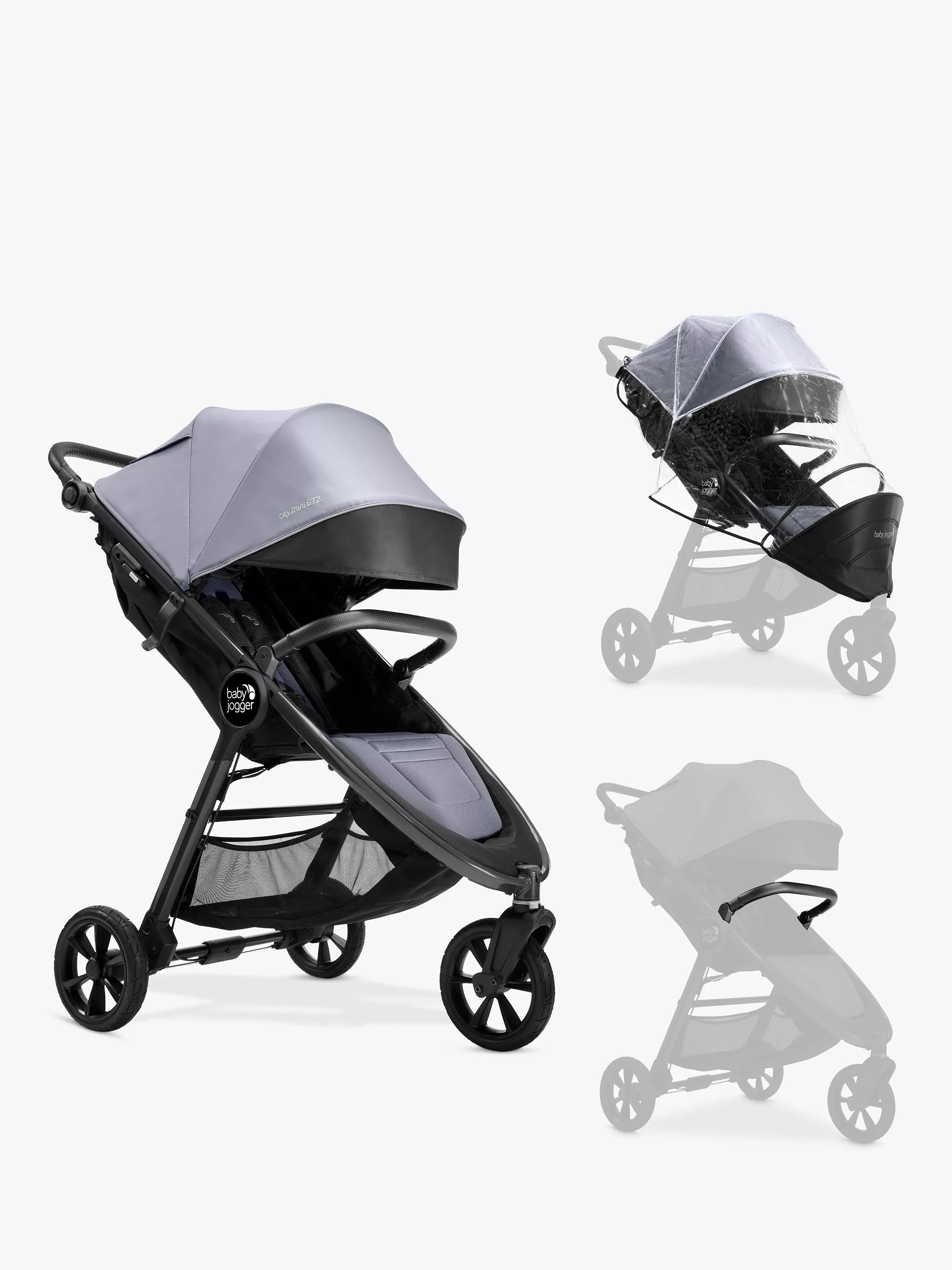 Baby Jogger City Mini GT2 Pushchair, Belly Bar & Weather Shield, Commuter - McGrocer