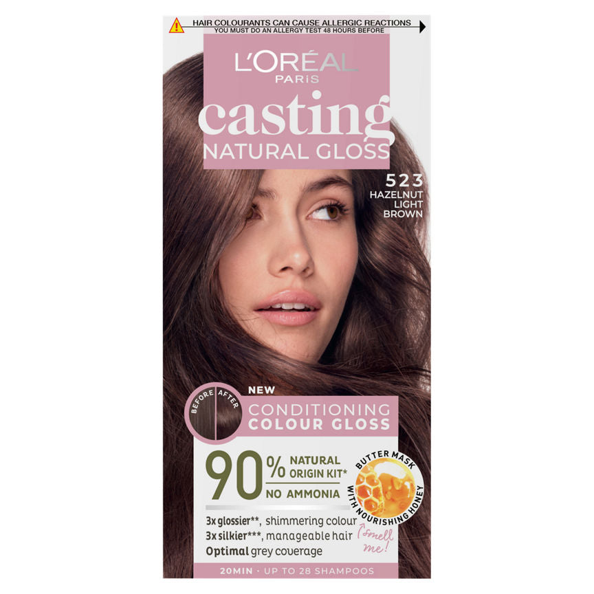 L'Oreal Paris Casting Natural Gloss Semi Permanent Hair Dye No Amonia Brown Caramel 5.23 - McGrocer