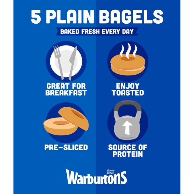 Warburtons Plain Bagels   5 per pack - McGrocer
