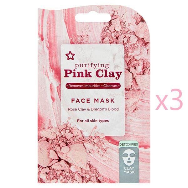 Superdrug Pink Clay Face Mask 15ml x3 Bundle GOODS Superdrug   