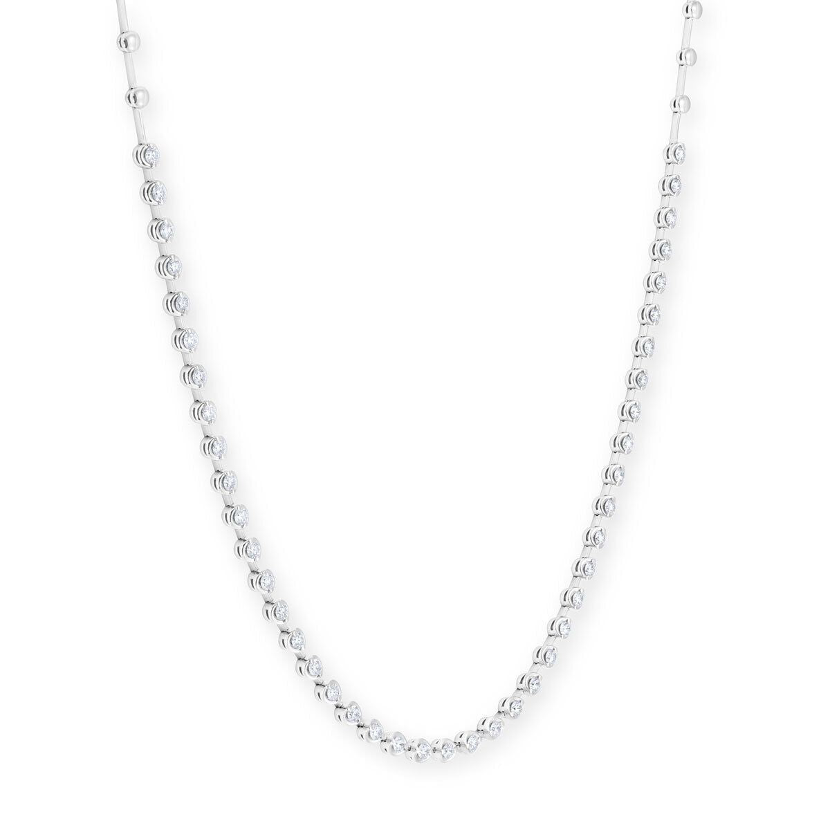 3.00ctw Round Brilliant Cut Diamond Necklace, 18ct White Gold - McGrocer