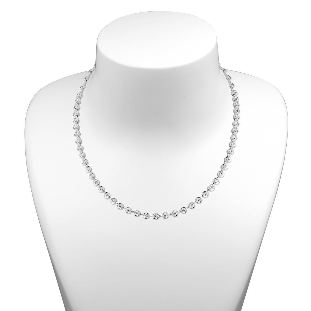 3.00ctw Round Brilliant Cut Diamond Necklace, 18ct White Gold - McGrocer