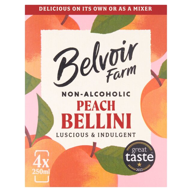 Belvoir Farm Non Alcoholic Peach Bellini   4 x 250ml - McGrocer