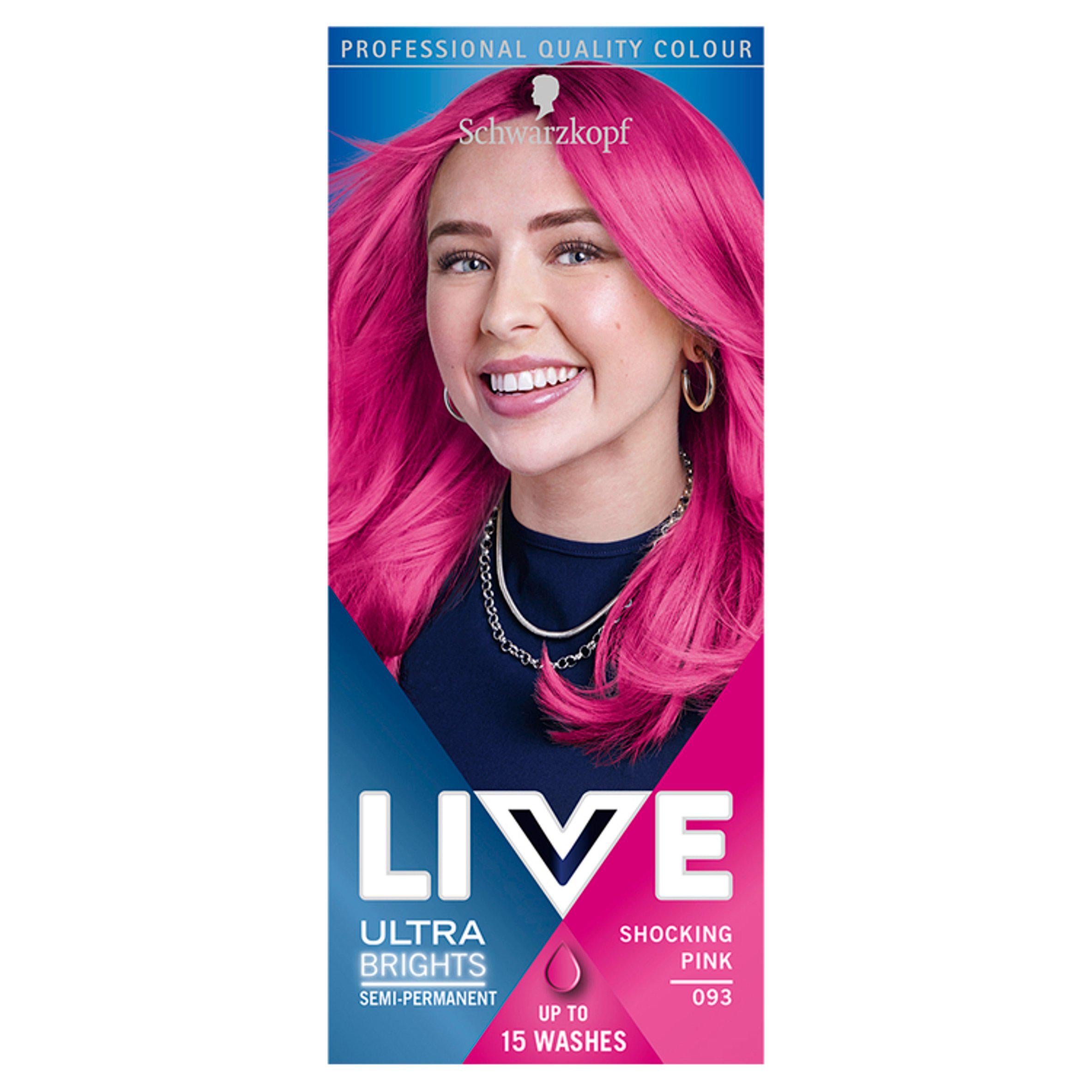 Schwarzkopf Live Ultra Brights or Pastel Semi-Permanent Hair Dye, Shocking Pink 93 - McGrocer