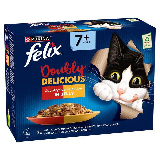 Felix Doubly Delicious 7+ Meaty Selection in Jelly Wet Cat Food   12 x 85g - McGrocer