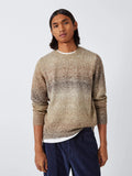 John Lewis ANYDAY Ombre Cotton Blend Knit Crew Neck Jumper, Light Brown
