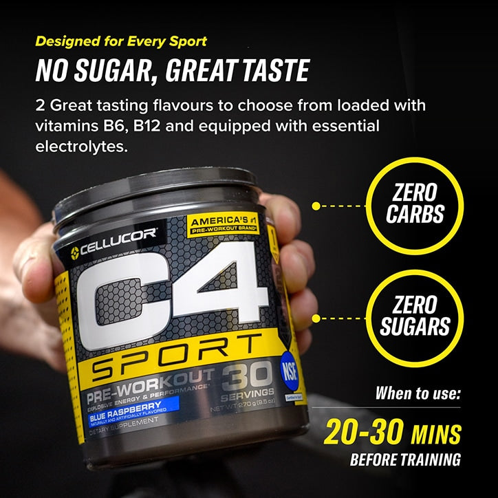 Cellucor C4 Sport Pre-Workout Icy Blue Raspberry 270g - McGrocer