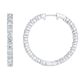 4.00ctw Round Brilliant Cut Diamond Inside Outside Hoop Earrings, 14ct White Gold - McGrocer