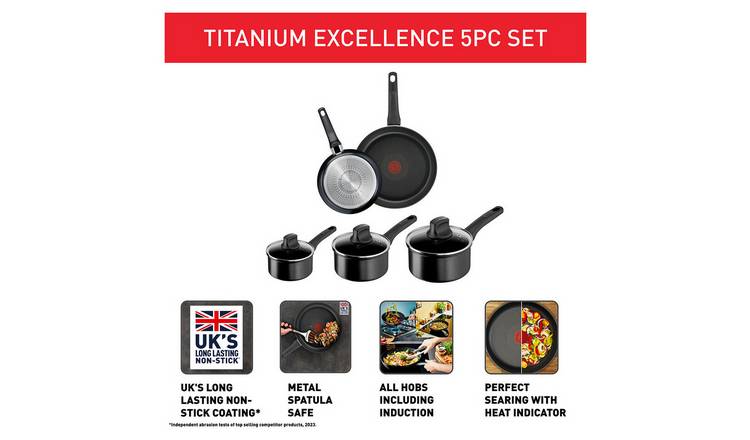 Tefal Titanium Excellence 5 Piece Aluminium Pan Set GOODS Argos