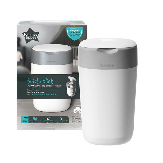 Tommee Tippee Twist & Click White Nappy Bin Includes 1x Refill Cassette GOODS M&S   