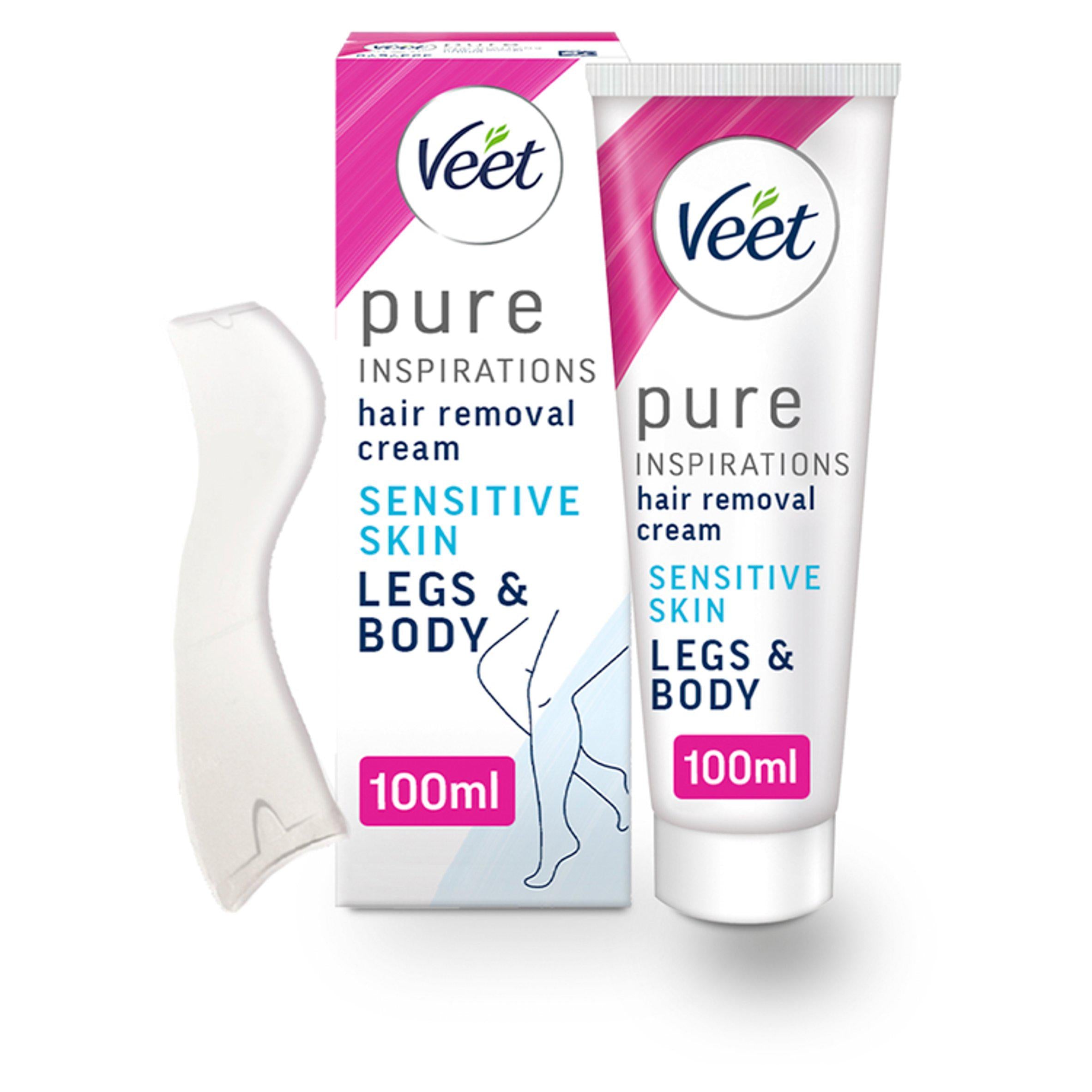Veet Pure Hair Removal Cream Body & Legs for Sensitive Skin 100ml hair removal creams & waxes Sainsburys   