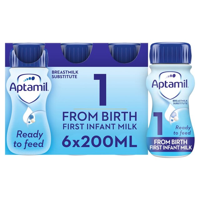 Aptamil 1 First Infant Baby Milk Formula Liquid Ready to Feed from Birth   6 x 200ml - McGrocer