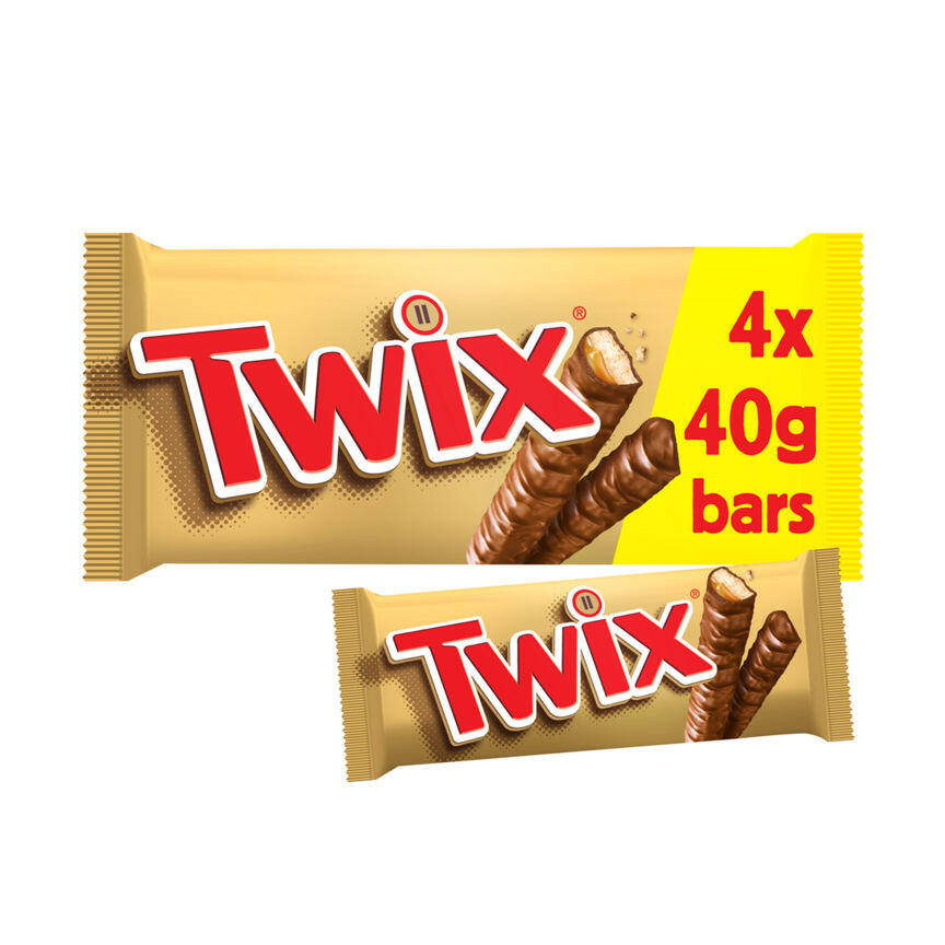 Twix Caramel & Milk Chocolate Fingers Twin Biscuit Snack Bars Multipack 4 x 40g GOODS ASDA   