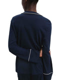 M&S Womens Autograph Cotton Modal Revere Pyjamas, M, Navy