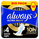 Always Ultra Secure Night With Wings Sanitary Towels SIZE 4