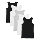 MS Boys Pure Cotton Vests 8-9 Years Black Mix