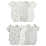 MS 7pk Lion Bodysuits New Born Grey Mix