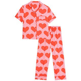 MS Satin Heart Pyjamas 10-11 Years Pink