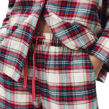 M&S Christmas Womens Checked Revere Pyjama, 8, Ivory