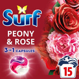 Surf Peony  Rose 3 in 1 Laundry Washing Detergent Capsules 15 Washes