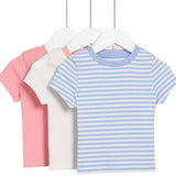 MS Girls Cotton Rich Peach T-Shirts 6-7 Years Multi