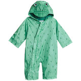 MS Hooded Frog Puddlesuit Green Mix 9-12M