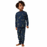 MS Space Printed Waffle PJ 2-3 Years Navy