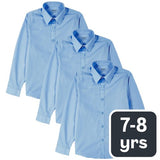 MS Boys Slim Fit Easy to Iron Shirts 7-8 Years Blue