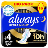 Always Ultra Secure Night With Wings Sanitary Towels SIZE 4