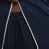 M&S Womens Autograph Cotton Modal Revere Pyjamas, M, Navy