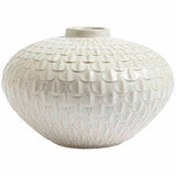 M&S Medium Scalloped Textured Vase, White