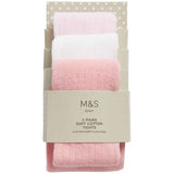 MS Girls Cotton Rich Ribbed Tights 0-6 Months Light Pink 3 Pack