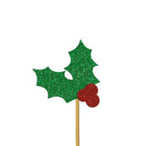 Glitter Holly Christmas Cupcake Toppers