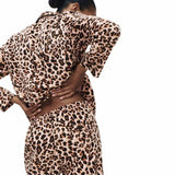 M&S Womens Leopard Print Pyjama Set, L, Brown