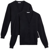 MS Black 2pk Cotton Cardigan 7-8Y