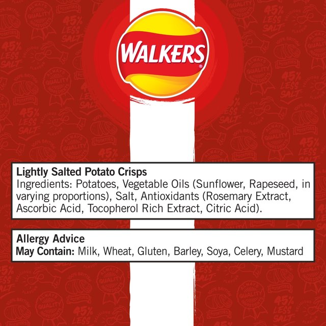 Walkers Less Salt Lightly Salted Multipack Crisps   6 per pack GOODS M&S   