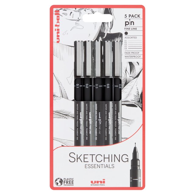 Uni-ball Uni Pin Sketching Essentials Fineliner Drawing Pens   5 per pack GOODS M&S   