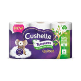Cushelle Quilted Tubeless Toilet Roll 50% More Sheets   6 per pack - McGrocer