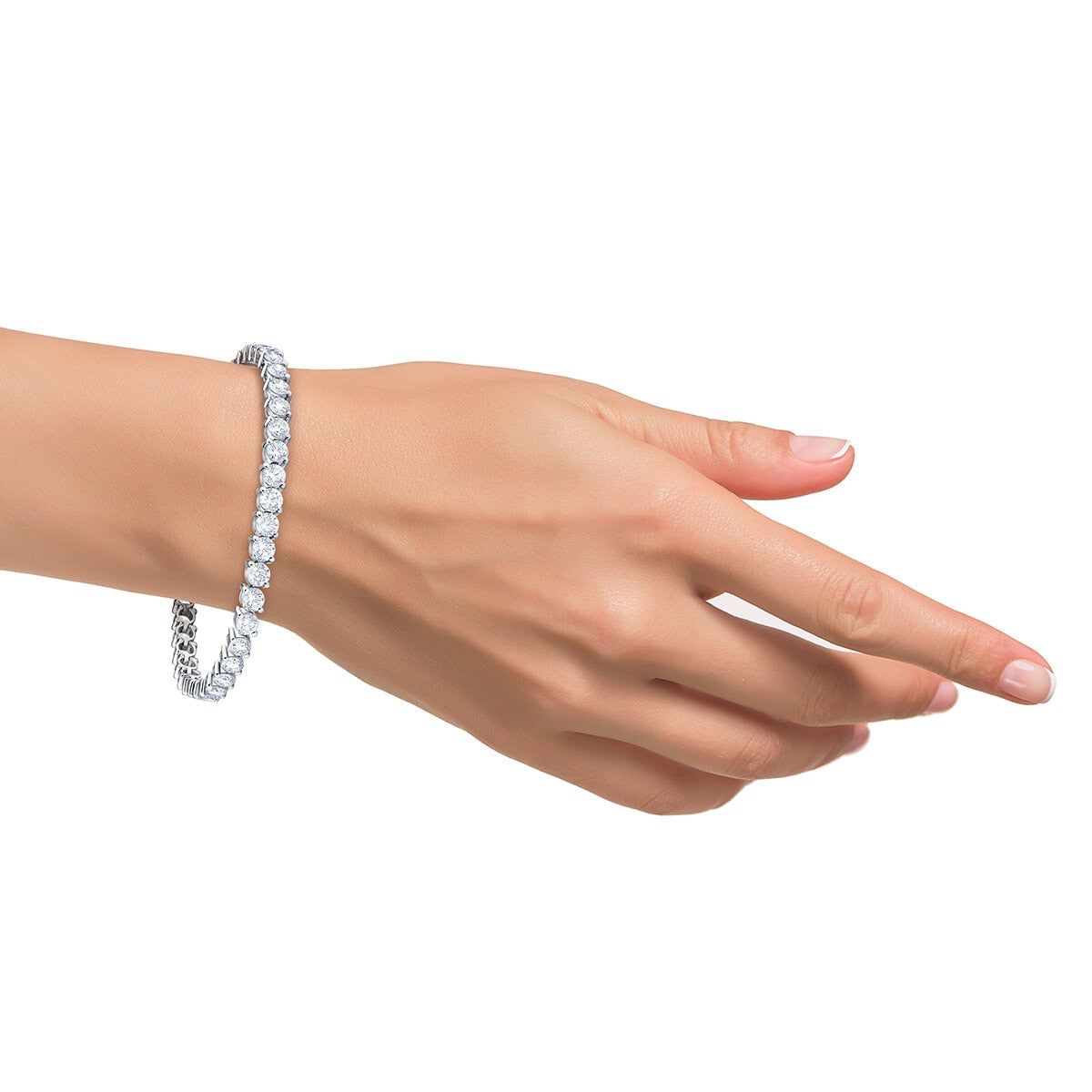 6.00ctw Round Brilliant Cut Diamond Tennis Bracelet, 18ct White Gold - McGrocer