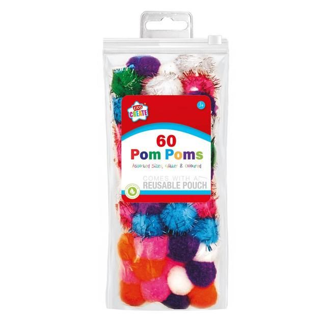 60 pack Glitter Pompoms and Clrd - McGrocer