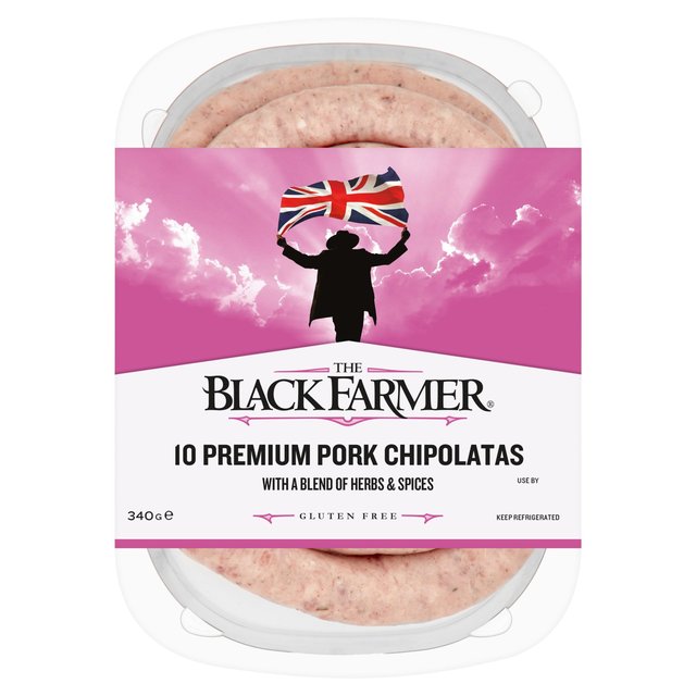 The Black Farmer's 10 Premium Pork Chipolatas   340g GOODS M&S   