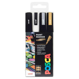 Posca Paint Markers Black White Metallic 4 Pack