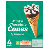 Sainsburys Mint  Chocolate Cones 4x110ml