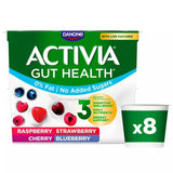 Activia Strawberry Raspberry Cherry  Blueberry No Added Sugar Fat Free Multipack Yogurt 8x115g