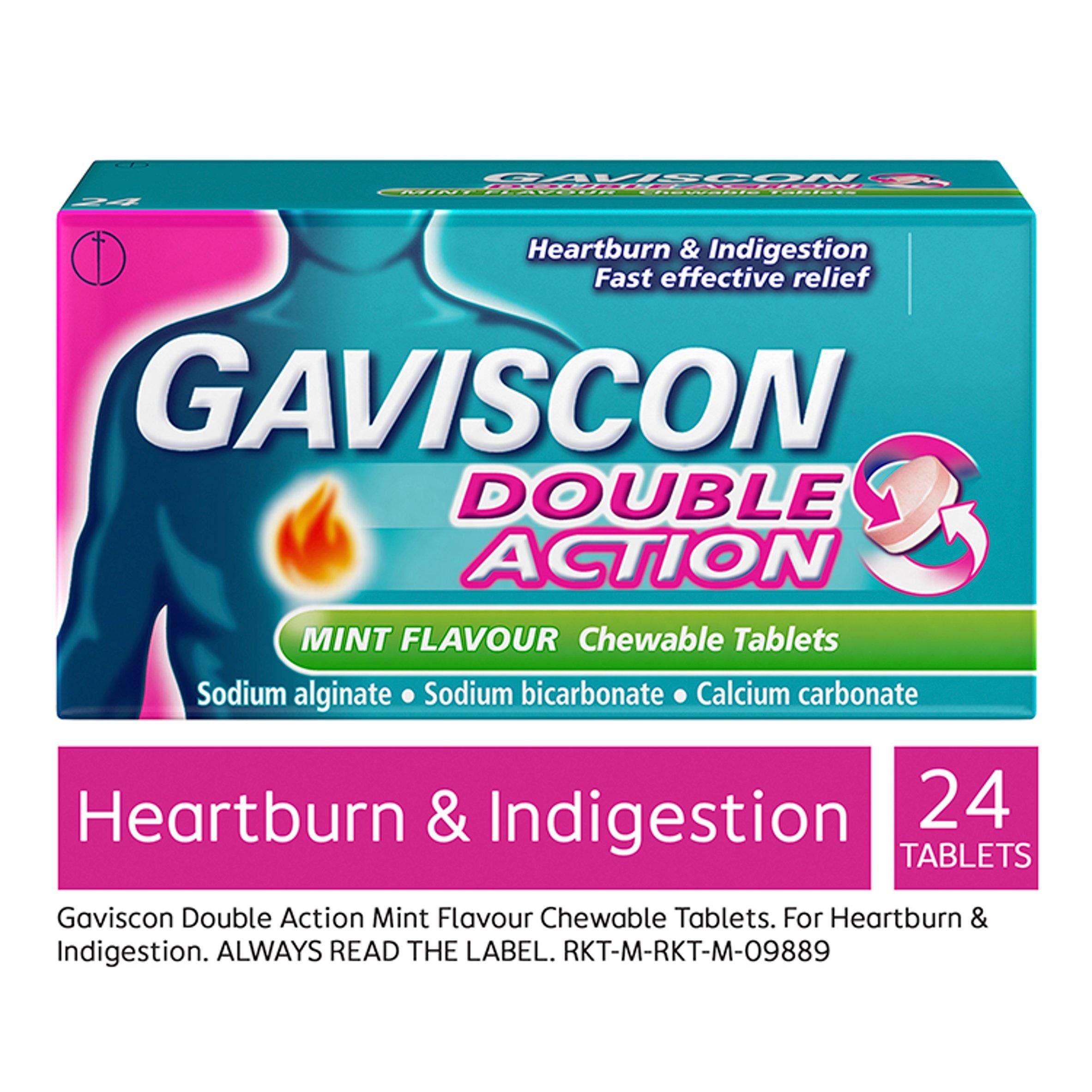 Gaviscon Double Action Heartburn &amp; Indigestion Mint Tablets x24