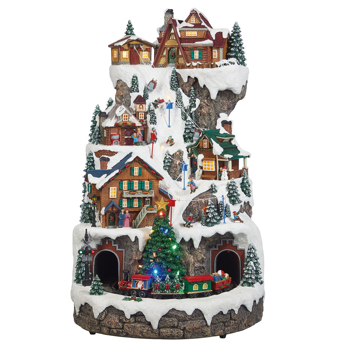 1.6ft (51cm) Animated Ski Mountain with Lights and Music - McGrocer