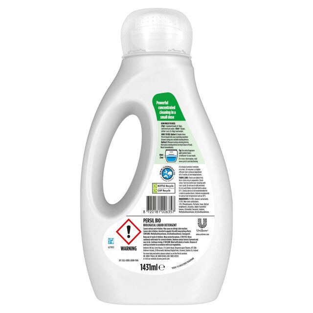 Persil Laundry Washing Liquid Detergent Bio 53 Washes   1.431L - McGrocer