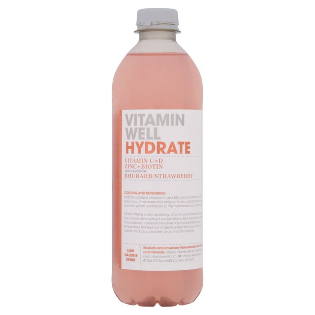 Vitamin Well Water Hydrate Rhubarb & Strawberry   500ml - McGrocer